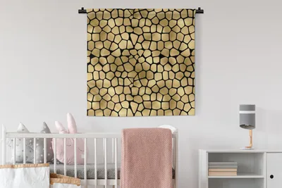 Produktbild von MuchoWow® Wandteppich Wandbehang Muster - Formen - Gold 90x90 cm Tapisserie Dekoration Wandtuch - Wandaufhänger