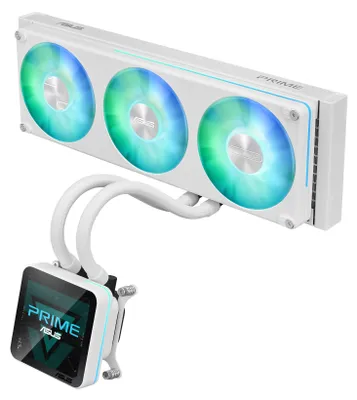 Produktbild von ASUS PRIME SLC II 360 ARGB LCD WHT, All-in-One-Flüssigkeitskühler, 12 cm, Weiß