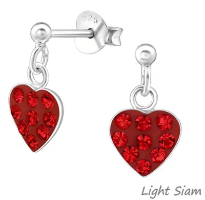 Produktbild von Kinder-Ohrstecker: 925 Silber Ohrringe / Ohrhänger „Herz“ Light Siam