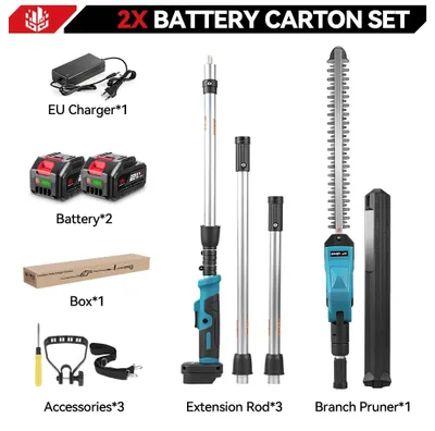 Immagine prodotto di Potatore a batteria per siepi alte - 18 V - 2 batterie - Lame bilaterali - Lama da 50 cm - Ideale per siepi alte