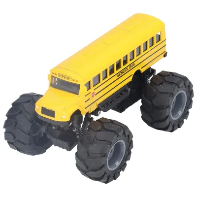 Produktbild von Bus-Automodell im Maßstab 1:43, Legierung, große Räder, hohe Simulation, Pullback-Schulbus, Spielzeug, gelb