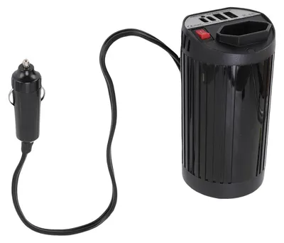 Produktbild von 200 -W -Auto Wechselrichter DC 12V bis AC 220V Zigarre Leichter Eingang Dual USB- und Typ C Schnellladestecker Adapter -Outlet für Roadtrips