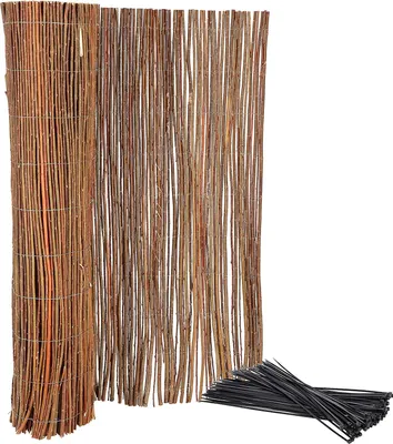 Zdjęcie produktu dla KOTARBAU® Mata parawanowa z wierzby Mata parawanowa z wierzby na balkon, taras, ogród 100x300cm Wytrzymala mata zapewniajaca prywatnosc Naturalny ocynkowany drut Dla wysokiej stabilnosci z opaskami kablowymi