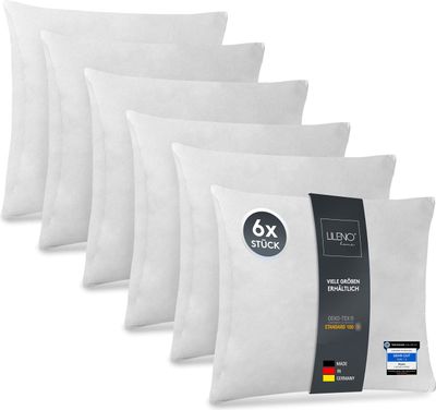 LILENO HOME 6er Set Kissenfüllung 45x45 cm - 40°C waschbares Innenkissen geeignet für Allergiker - Polyester Kisseninlet als Couchkissen, Sofa Kissen, Cocktailkissen und Kopfkissen