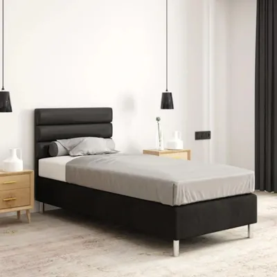 Produktbild von Hotelbett 90x200 cm - Graphit - Polsterbett für Hotels und Pensionen - Boxspringbett - Wasserabweisend - Als Doppelbett Stellbar - ANFI