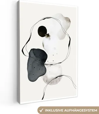 Produktbild von OneMillionCanvasses® - Leinwandbilder - 90x140 cm, Abstrakt - Malerei - Kunst - Schwarz und Weiß, Wandbilder Kunstdruck Wanddekoration - Foto auf Leinwand - Gemälde auf Holzrahmen  - Wandschmucke - Schlafzimmer