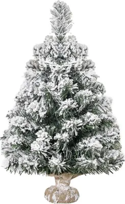 Produktbild von Mini Künstlicher Weihnachtsbaum 60 cm Tannenbaum künstlich mit Schnee, 67 Spitzen Zementbasis für drinnen Büro, grün, 60 cm