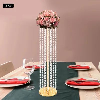 Image de Ensemble de 2 supports pour fleurs dorés