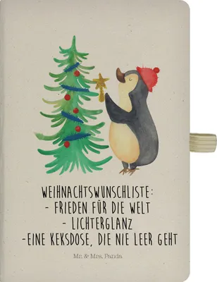 Produktbild von Mr. & Mrs. Panda notizbuch Pinguin Weihnachtsbaum - Transparent - Geschenk, Journal, Tagebuch, Weihnachten, Skizzenbuch, Adressbuch, Winter, Kladde