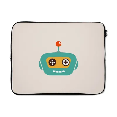 Produktbild von MuchoWow® Laptop Hülle 17 Zoll Laptoptasche Roboter - Gesicht - Antenne - Technik - Junge - Kind - Zipper - Schutzabdeckung