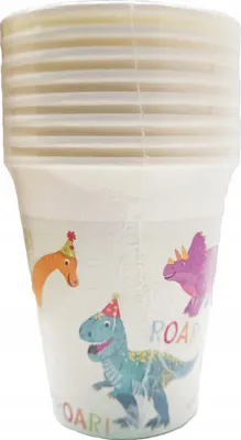 Obrázek produktu pro Papírové kelímky, pestrobarevné, DINO PARTY, 200 ml, 8 ks.