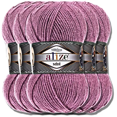 Produktbild von Alize 5x 100g Superlana Midi Wolle, Uni, Häkeln, Stricken (Rose | 28)