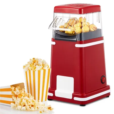 Heißluft-Popcornmaschine 1200 W, 60 g, rot, ohne Öl, 1 Knopf