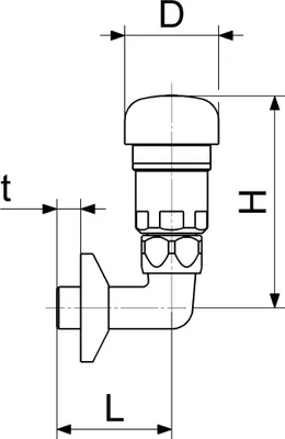 A technical drawing with dimensions of a plumbing fitting.