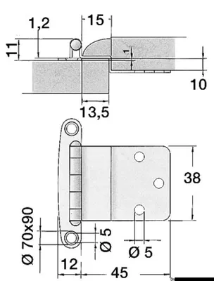 Obrázek produktu pro Závěs z nerezové oceli 38x46 mm , 1 kus