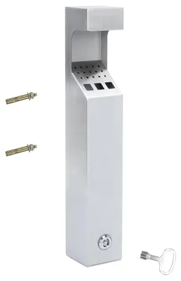 Image de Poubelle murale en acier inoxydable, dimensions 8 x 8 x 49 cm, avec serrure, pour une utilisation en extérieur