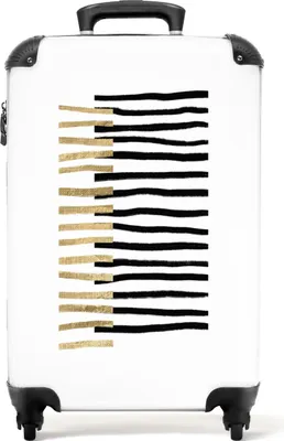 Produktbild von NoBoringSuitcases.com® Koffer Handgepäck Trolley Rollkoffer Kleine Reisekoffer mit 4 Rollen - Schwarz - Gold - Abstrakt - Weiß - Cabin Size < 55x40x23 cm & 55x40x20 cm - Fotokoffer - Kabinenkoffer - BoardgepäckHandgepäck Koffer 55x35x20 cm, 36L,