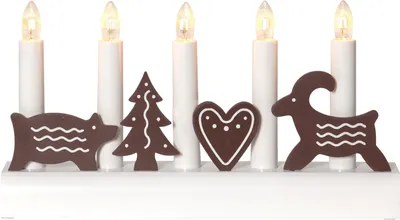 Produktbild von LED Kerzenleuchter ,Julia, Holzmotive Lebkuchen, 5-flammig