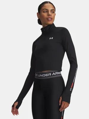 Produktbild von Under Armour Damen-T-Shirt mit halbem Reißverschluss und Tech-Branding LG