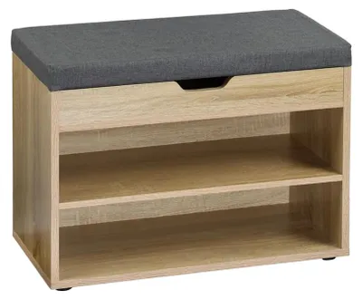 Schoenenkast mit Sitzkissen, 60x45x30 cm, braun, Hardboard