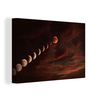 Obrázek produktu pro OneMillionCanvasses® Malba na plátně Nástěnná malba na plátně - Měsíc - Mraky - Obloha - 150x100cm