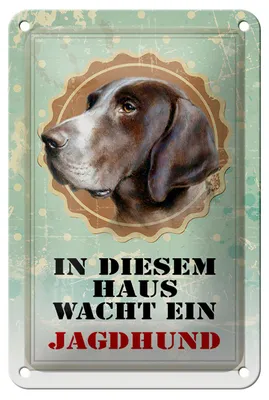Produktbild von Blechschild Hund 12x18cm in diesem Haus wacht ein Jagdhund