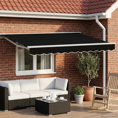 Obrázek produktu pro vidaXL Ručně navíjecí markýza, černá, 3,5 x 2,5 m