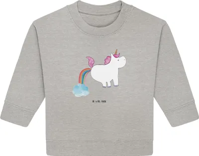 Produktbild von Mr. & Mrs. Panda Organic Baby Pullover Einhorn Pupsen 6. - 12. Monat - Heather Grey - Geschenk, Unicorn, Bullover, Regenbogen, Spaß, Freundin, Lustig