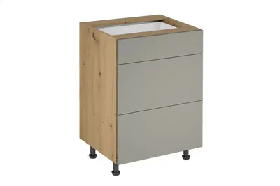 Produktbild von Küchenunterschrank 60 cm mit Schubladen küchenmöbel, Langen D60S3 Beige/Matt