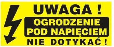 Obrázok produktu pre Tablica 23*10Cm Uwaga! Ogrodzenie Pod Napięciem Nie Dotykać