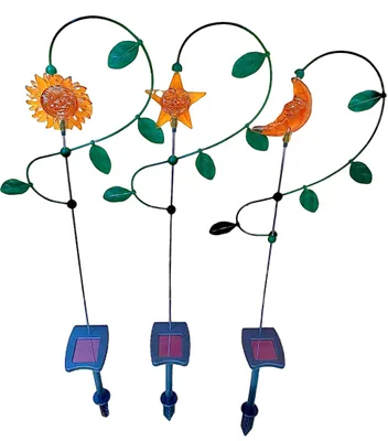 Produktbild von Solarstecker 3 er Set "Sonne, Mond und Sterne" mit Erdstecker, ca. 60 cm hoch