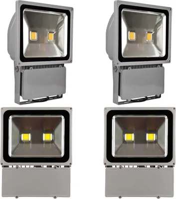 Produktbild von Greenmigo 4pcs 100W LED Strahler Außen 3000K Warmweiß Flutlicht Fluter IP65 Wasserdicht Flutlicht Außenstrahler für Garten Garage Sportplatz