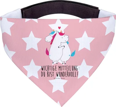 Produktbild von Mr. & Mrs. Panda Bandana Einhorn Mitteilung - Rot Pastell - Geschenk, Hundehalstuch, Liebe, Hundeschal, Dreieckstuch, Einhörner, Halstuch Hund, Unicorn, Spruch