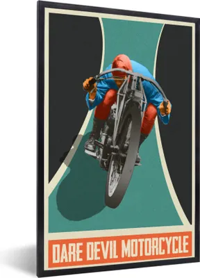 Produktbild von MuchoWow® MuchoWow® Gerahmtes Poster Mancave - Motorrad - Vintage - Zitate 20x30 cm - Poster mit zchwarzem Bilderrahmen - Drucken - Bilder Poster im Rahmen