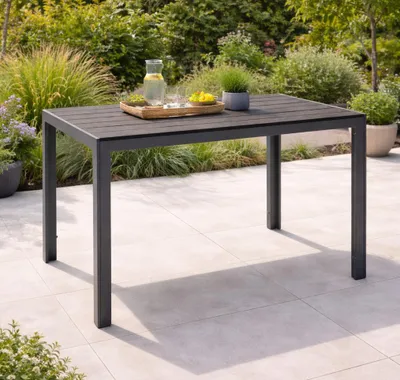 Produktbild von DEGAMO Gartentisch Esstisch Alutisch SORANO 70x125cm, Gestell Aluminium silbergrau, Tischplatte Kunstholz grau, wetterfest
