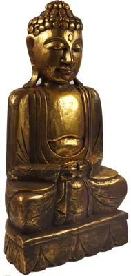 Produktbild von Holzbuddha, Buddha Statue, Handarbeit (50 cm) - Modell 10, Gold, Buddhas