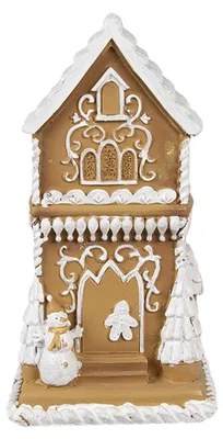 Zdjęcie produktu dla Clayre & Eef Domek z piernika z diodą LED 15 cm brązowy polyresin