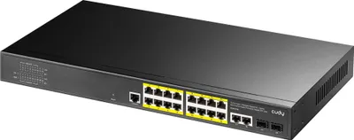 Zdjęcie produktu dla Cudy 16-Port Gigabit Managed PoE+ Switch with 2 Uplink GbE Ports and 2 SFP, GS2018PS2 1.0, Zarządzany, L2/L3, Gigabit Ethernet (10/100/1000), Obsługa PoE, Możliwości montowania w stelażu, 1U
