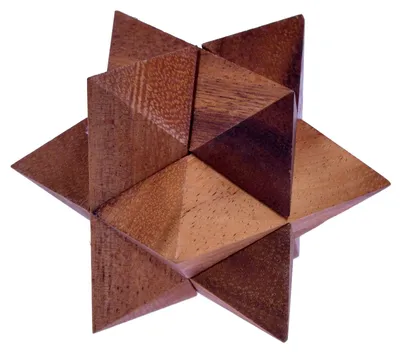 Zdjęcie produktu dla Gwiazda rozmiar M - puzzle 3D wykonane z drewna 7 cm - gra logiczna z 6 identycznymi klockami do budowania