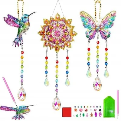 Produktbild von Bastelset 3-in-1 Diamant Malerei Mädchen Traumfänger