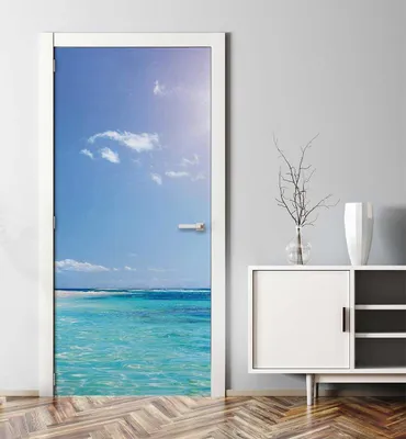 Produktbild von Türtapete Türposter Türfolie selbstklebend Urlaubsort Palmen Strand
