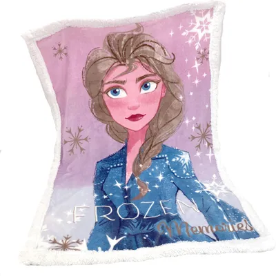Produktbild von heimtexland ® Disney Frozen Kuscheldecke super weiche Sherpa Plüsch Decke 90x140 Eiskönigin Elsa Kinderdecke Typ840