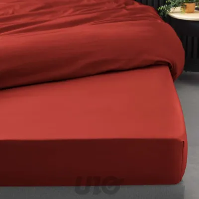 Image de Drap housse - Douceur d'Intérieur - percale - Percale de Coton 78fils - 200x160cm - rouge