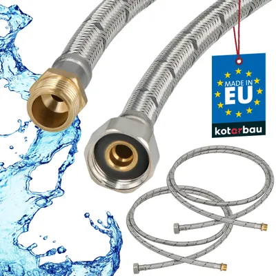 Produktbild von KOTARBAU® 2er Set Flexschlauch Wasserschlauch 200cm Panzerschlauch 1/2"x3/8" Außengewinde x Innengewinde Anschlussschlauch Armatur Schlauch Wasserhahn