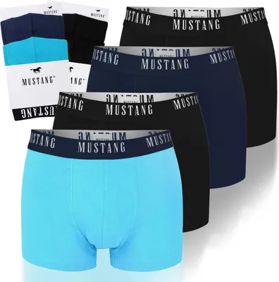 Produktbild von Mustang Herren Boxershorts 4er Set – Unterhosen aus Baumwolle, mit Logo, Gr. L