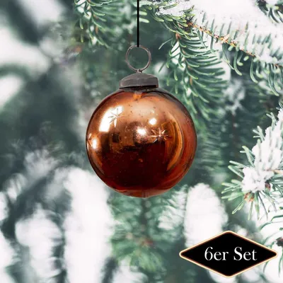 Produktbild von Christbaumkugeln, Orange(kupfer), Sterne,  Weihnachten, 6er Set