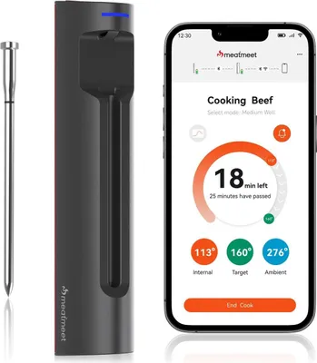Zdjęcie produktu dla Termometr Kuchenny Meatmeet S Pro Z Aplikacją Bluetooth/Wifi Do Grilla Piekarnika Wędzarni - Szary
