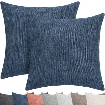 Produktbild von Selfitex 2er Set Couchkissen 40x40 cm, Sofakissen mit Füllung und Bezug, kuschelweiches Lesekissen, dekoratives Fernsehkissen, Deko- und Kopfkissen, Rückenkissen mit modernem Design (Blau)