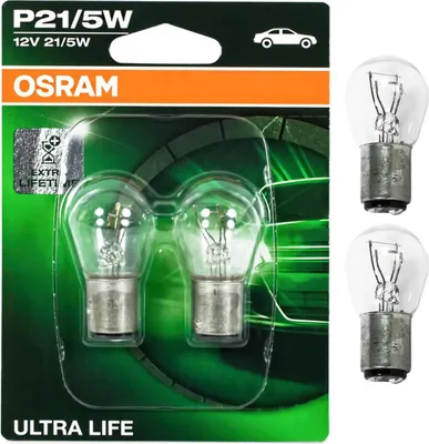 Immagine prodotto di Osram Ultra Life 7528ULT-02B P21/5W 2 pezzi DB ▶ Lampadina per auto Premium, omologata E  Spedizione in Germania