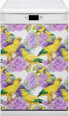 Produktbild von Küche Magnet für Spülmaschine  Abwaschbar 45x80 cm Geschirrspüle  - Gelbe Papageien